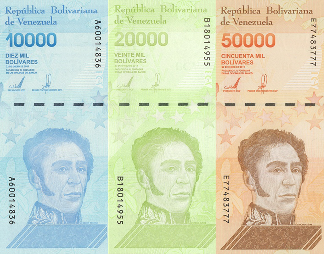 PN109a,110a,111a Venezuela 10000,20000 & 50000 Bolivar